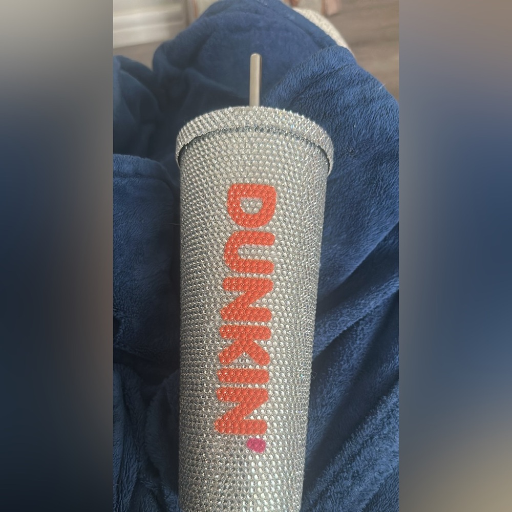 Dunkin® Silver Crystal Tumbler with Pink Logo